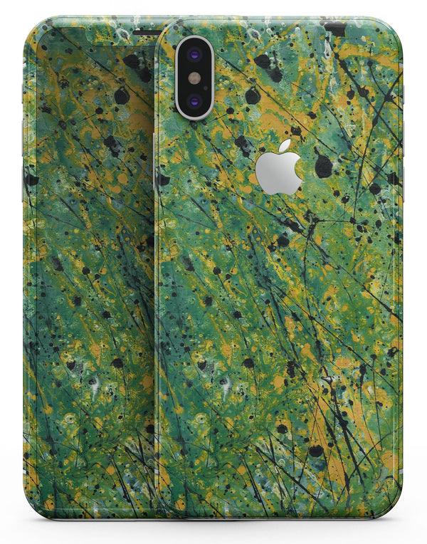 Abstract Wet Paint Green Lines - iPhone X Skin-Kit