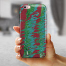 Abstract Wet Paint Mint Green to Red iPhone 6/6s or 6/6s Plus 2-Piece Hybrid INK-Fuzed Case