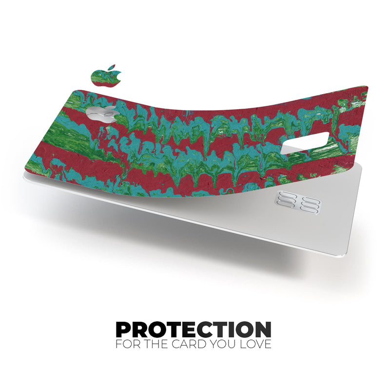 Abstract Wet Paint Mint Green to Red - Premium Protective Decal Skin-Kit for the Apple Credit Card