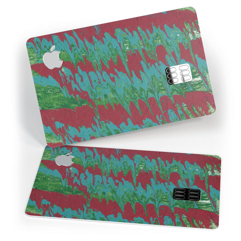 Abstract Wet Paint Mint Green to Red - Premium Protective Decal Skin-Kit for the Apple Credit Card