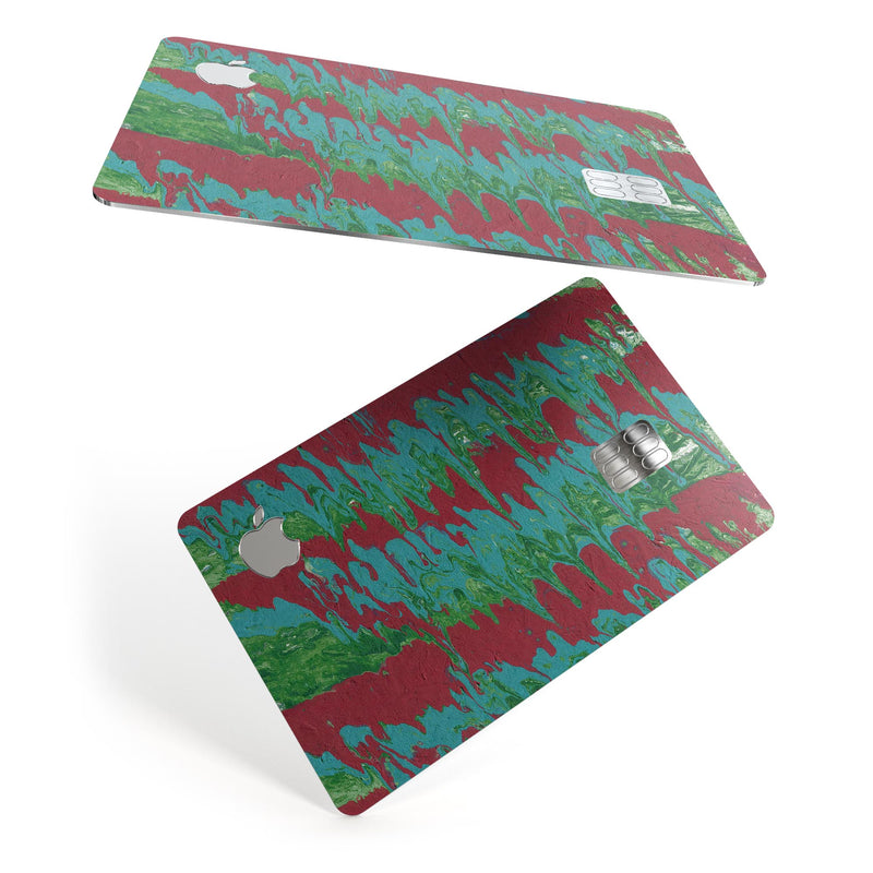 Abstract Wet Paint Mint Green to Red - Premium Protective Decal Skin-Kit for the Apple Credit Card