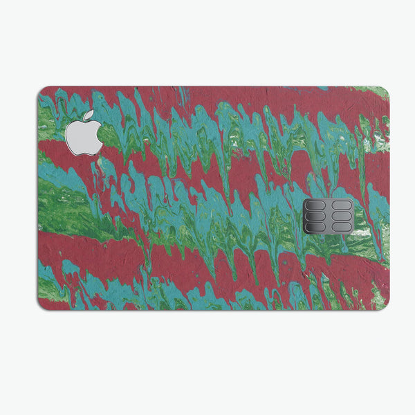 Abstract Wet Paint Mint Green to Red - Premium Protective Decal Skin-Kit for the Apple Credit Card