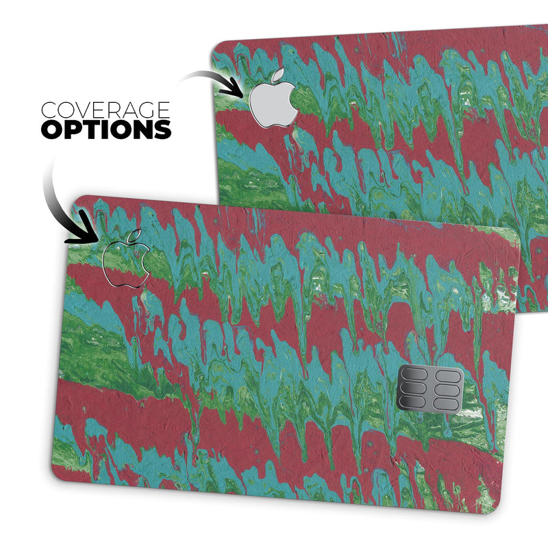 Abstract Wet Paint Mint Green to Red - Premium Protective Decal Skin-Kit for the Apple Credit Card