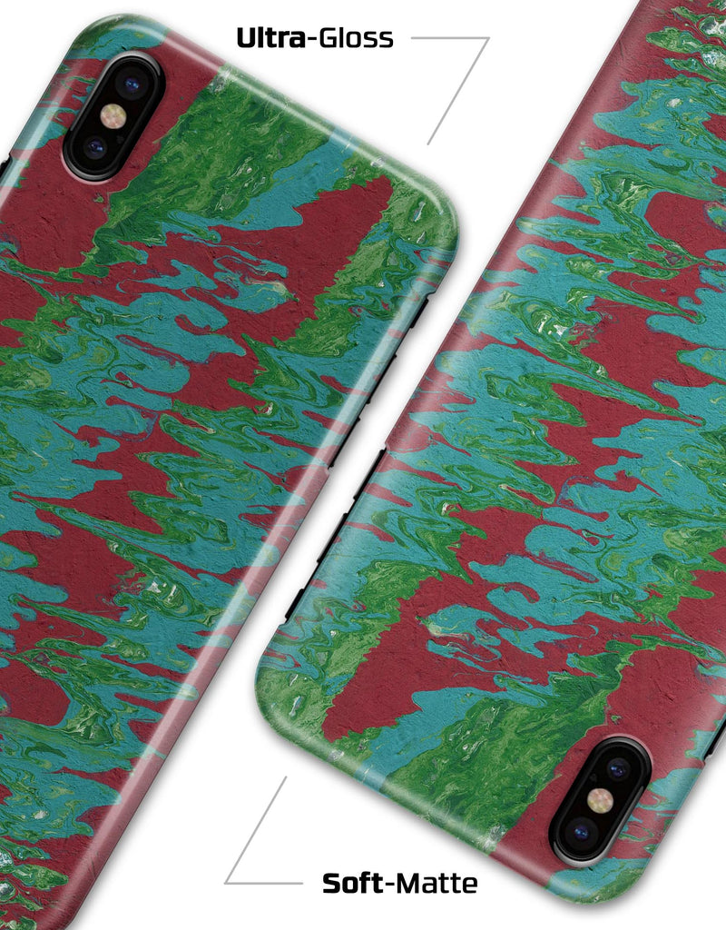Abstract Wet Paint Mint Green to Red - iPhone X Clipit Case