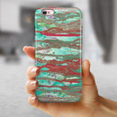 Abstract Wet Paint Mint Rustic iPhone 6/6s or 6/6s Plus 2-Piece Hybrid INK-Fuzed Case