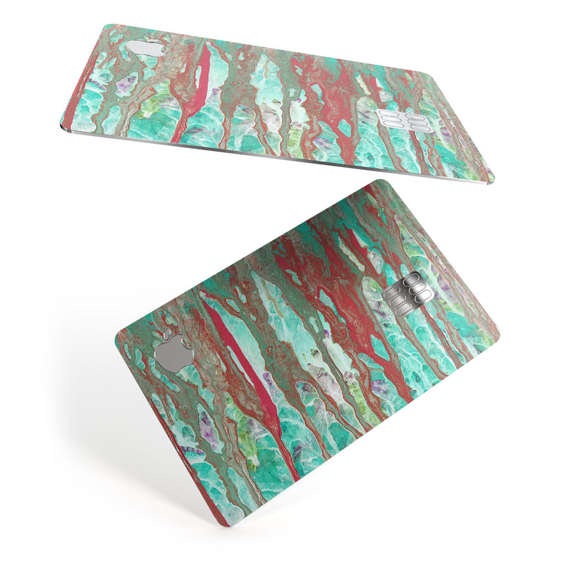 Abstract Wet Paint Mint Rustic - Premium Protective Decal Skin-Kit for the Apple Credit Card
