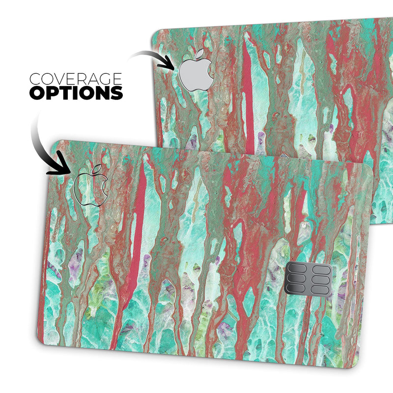 Abstract Wet Paint Mint Rustic - Premium Protective Decal Skin-Kit for the Apple Credit Card