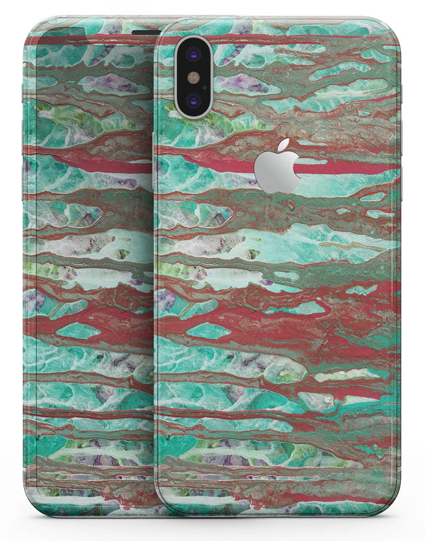 Abstract Wet Paint Mint Rustic - iPhone X Skin-Kit