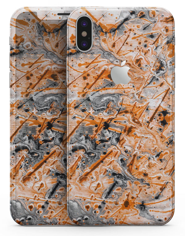 Abstract Wet Paint Orange - iPhone X Skin-Kit