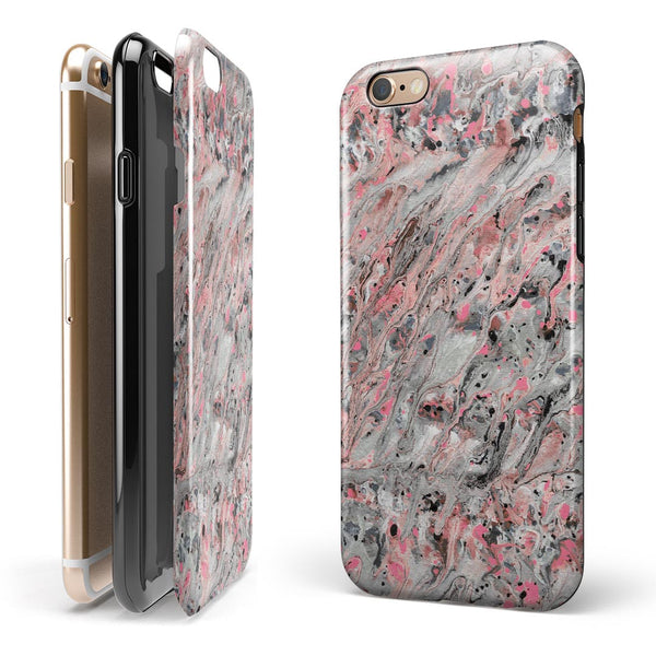 Abstract Wet Paint Pink Swirl iPhone 6/6s or 6/6s Plus 2-Piece Hybrid INK-Fuzed Case
