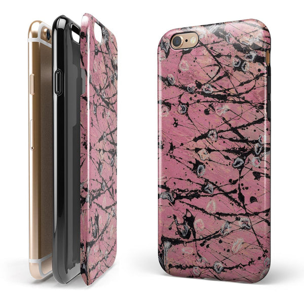 Abstract Wet Paint Pink and Black iPhone 6/6s or 6/6s Plus 2-Piece Hybrid INK-Fuzed Case