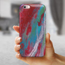 Abstract Wet Paint Red and Blue iPhone 6/6s or 6/6s Plus 2-Piece Hybrid INK-Fuzed Case