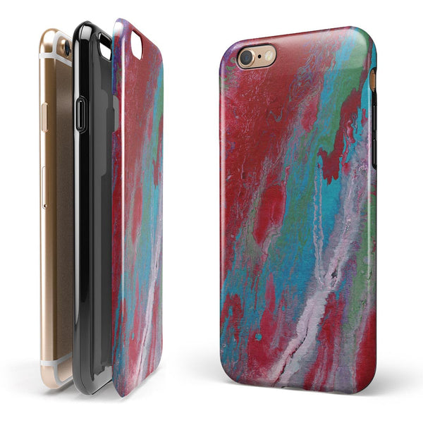 Abstract Wet Paint Red and Blue iPhone 6/6s or 6/6s Plus 2-Piece Hybrid INK-Fuzed Case