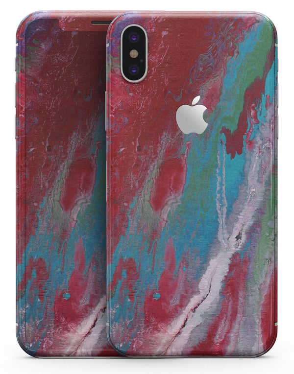 Abstract Wet Paint Red and Blue - iPhone X Skin-Kit
