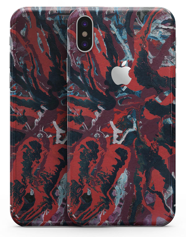 Abstract Wet Paint Red v95 - iPhone X Skin-Kit
