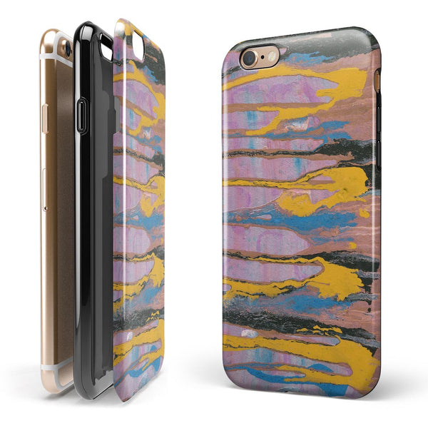Abstract Wet Paint Retro Pink iPhone 6/6s or 6/6s Plus 2-Piece Hybrid INK-Fuzed Case