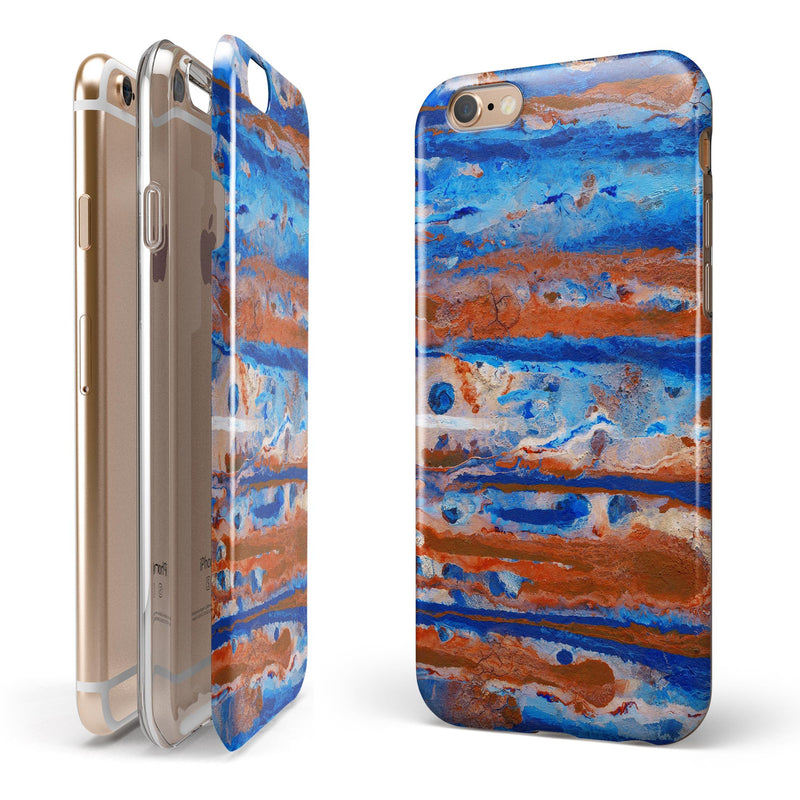 Abstract Wet Paint Rustic Blue iPhone 6/6s or 6/6s Plus 2-Piece Hybrid INK-Fuzed Case