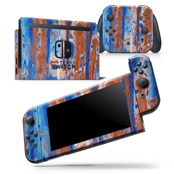 Abstract Wet Paint Rustic Blue - Skin Wrap Decal for Nintendo Switch Lite Console & Dock - 3DS XL - 2DS - Pro - DSi - Wii - Joy-Con Gaming Controller