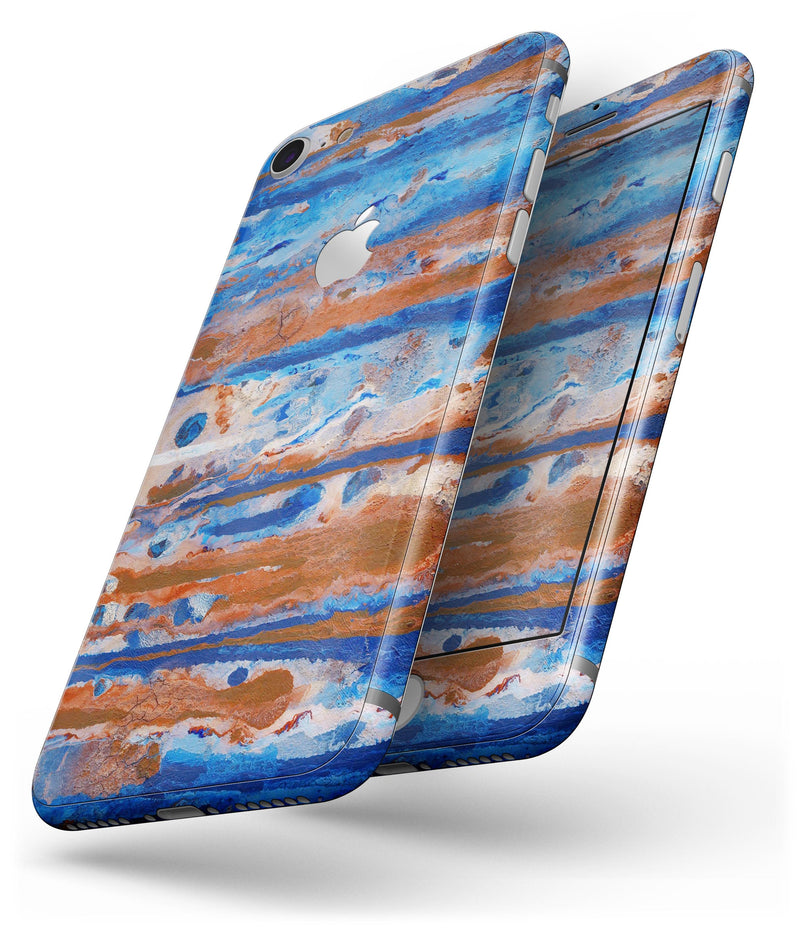 Abstract Wet Paint Rustic Blue - Skin-kit for the iPhone 8 or 8 Plus