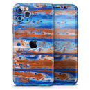 Abstract Wet Paint Rustic Blue  - Protective Skin Wrap & Decal – Compatible with iPhone SE to iPhone 17 Pro Max (All Models)