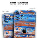 Abstract Wet Paint Rustic Blue  - Protective Skin Wrap & Decal – Compatible with iPhone SE to iPhone 17 Pro Max (All Models)