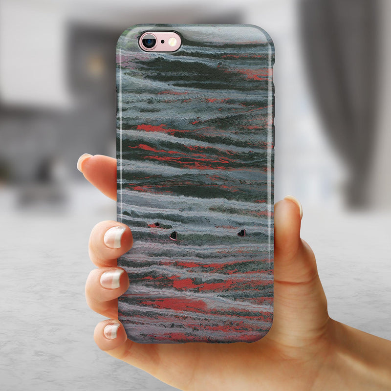Abstract Wet Paint Smoke Red iPhone 6/6s or 6/6s Plus 2-Piece Hybrid INK-Fuzed Case