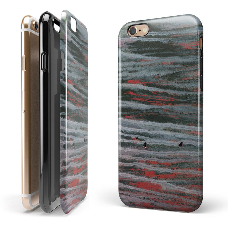 Abstract Wet Paint Smoke Red iPhone 6/6s or 6/6s Plus 2-Piece Hybrid INK-Fuzed Case