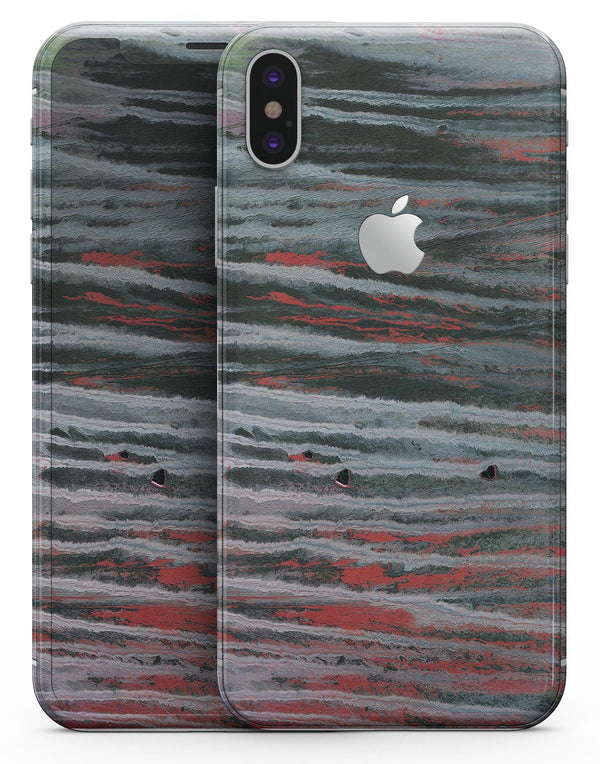 Abstract Wet Paint Smoke Red - iPhone X Skin-Kit