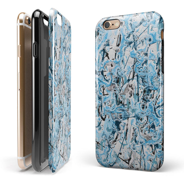 Abstract Wet Paint Teal iPhone 6/6s or 6/6s Plus 2-Piece Hybrid INK-Fuzed Case
