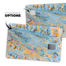 Abstract Wet Paint Teal and Gold - Premium Protective Decal Skin-Kit for the Apple Credit Card