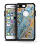 Abstract Wet Paint Teal and Gold - iPhone 7 or 7 Plus Commuter Case Skin Kit
