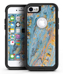 Abstract Wet Paint Teal and Gold - iPhone 7 or 7 Plus Commuter Case Skin Kit
