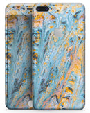 Abstract Wet Paint Teal and Gold - Skin-kit for the iPhone 8 or 8 Plus