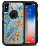 Abstract Wet Paint Teal and Gold - iPhone X OtterBox Case & Skin Kits
