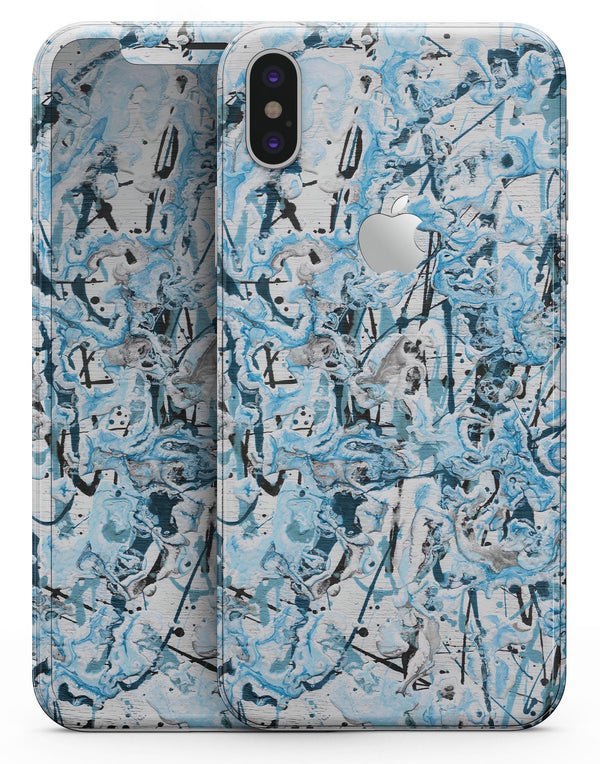 Abstract Wet Paint Teal - iPhone X Skin-Kit