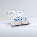 Abstract White and Blue Fish Fossil ink-Fuzed Decorative Throw Pillow