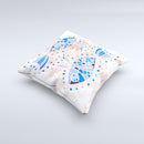 Abstract White and Blue Fish Fossil ink-Fuzed Decorative Throw Pillow