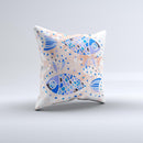 Abstract White and Blue Fish Fossil ink-Fuzed Decorative Throw Pillow