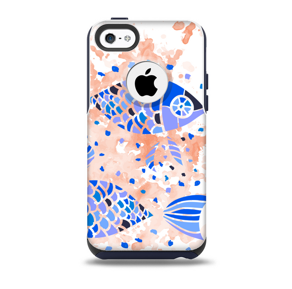 Abstract White and Blue Fish Fossil Skin for the iPhone 5c OtterBox Commuter Case