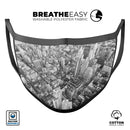 Aerial CityScape Black and White - Made in USA Mouth Cover Unisex Anti-Dust Cotton Blend Reusable & Washable Face Mask with Adjustable Sizing for Adult or Child