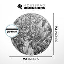 Aerial CityScape Black and White// WaterProof Rubber Foam Backed Anti-Slip Mouse Pad for Home Work Office or Gaming Computer Desk