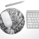 Aerial CityScape Black and White// WaterProof Rubber Foam Backed Anti-Slip Mouse Pad for Home Work Office or Gaming Computer Desk