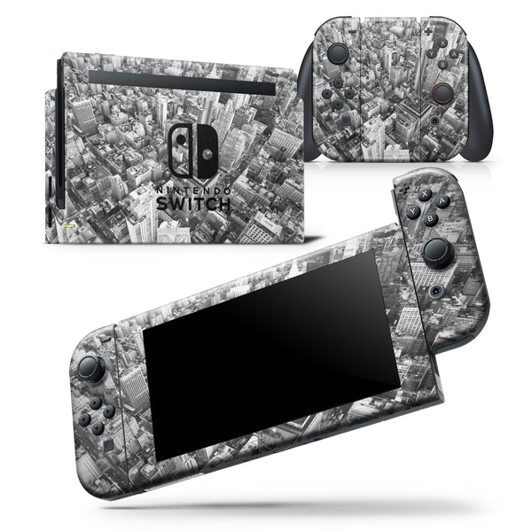 Aerial CityScape Black and White - Skin Wrap Decal for Nintendo Switch Lite Console & Dock - 3DS XL - 2DS - Pro - DSi - Wii - Joy-Con Gaming Controller