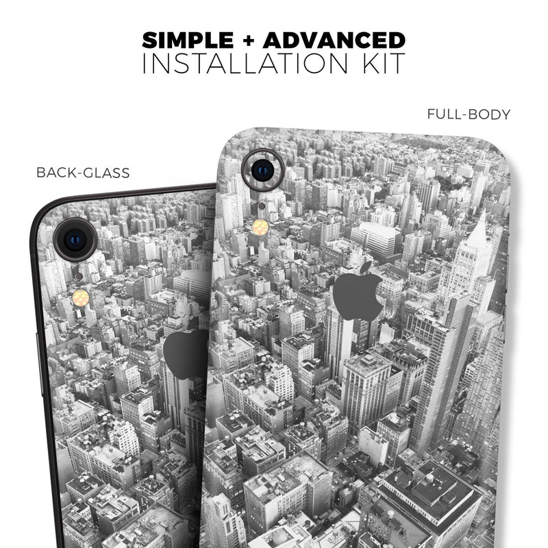 Aerial CityScape Black and White - Skin-Kit for the Apple iPhone XR, XS MAX, XS/X, 8/8+, 7/7+, 5/5S/SE (All iPhones Available)