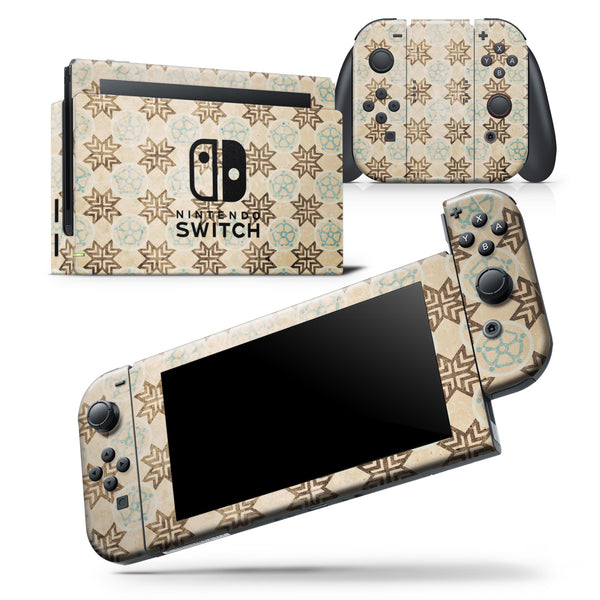 Aged Aqua Polygon Pattern - Skin Wrap Decal for Nintendo Switch Lite Console & Dock - 3DS XL - 2DS - Pro - DSi - Wii - Joy-Con Gaming Controller