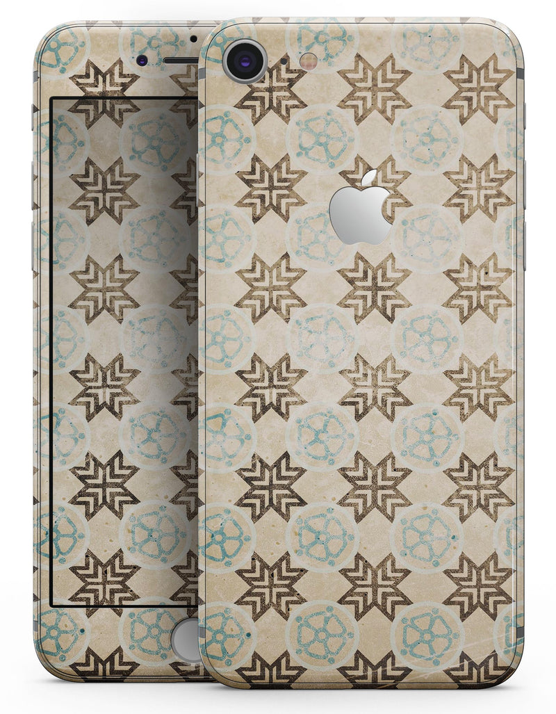 Aged Aqua Polygon Pattern - Skin-kit for the iPhone 8 or 8 Plus