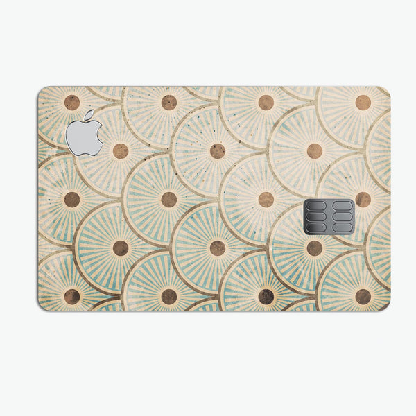 Aged Aqua SemiCircles with Polka Dots - Premium Protective Decal Skin-Kit for the Apple Credit Card