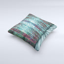 Aged Blue Victorian Striped Wall ink-Fuzed Decorative Throw Pillow