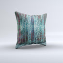 Aged Blue Victorian Striped Wall ink-Fuzed Decorative Throw Pillow