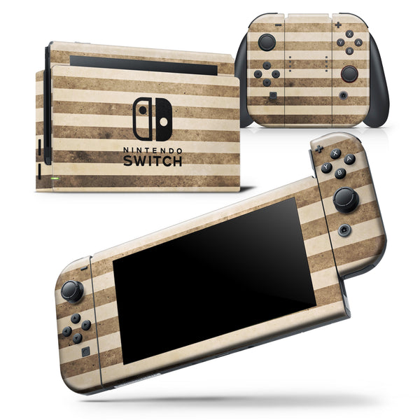 Aged Brown and Grunge Vertical Stripes - Skin Wrap Decal for Nintendo Switch Lite Console & Dock - 3DS XL - 2DS - Pro - DSi - Wii - Joy-Con Gaming Controller